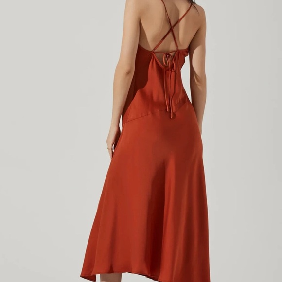 Astr The Label Gaia Midi Satin Dress in Rust - Picture 2 of 3